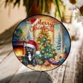 thumbnail image 3 of Merry Christmas French Bulldog Santa Hat Xmas Tree Winter Holiday Stained Glass Suncatcher Dog Lover Gifts Window Hanging Sign Decor - 01013, 3 of 5