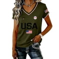 thumbnail image 3 of CUKOLSXA V Neck Tops for Women, Usa 250th Anniversary Shirt, America 250th Shirt, Women's Casual Fashion V-Neck Sports Independence Day Print Short Sleeve Sports T-Shirt Top, Army Green, XL, 3 of 4