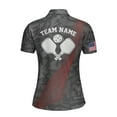 thumbnail image 3 of Customized Name Gray Camouflage American Flag Pickleball Women's Polo Shirt S-5XL, 3 of 7