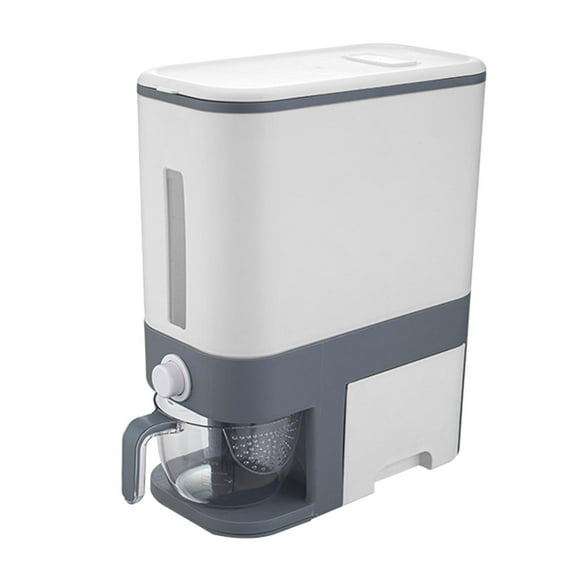 Dispensador de granos perfecl con almacenamiento lateral plástico gris 34x17x41cm Contenedor de almacenamiento de arroz