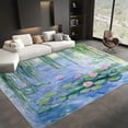 thumbnail image 3 of Area Rug For Living Room, Washable Oil Painting Lotus Pond Printed Rug, Green Rectangle Rugs Non-Slip Carpet For Kitchen, Bedroom, Office, Dining Room Decorative Carpet, 3 of 7