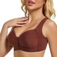 thumbnail image 6 of Fiaer Women Front Closure Bras Wirefree Push up Full Coverage Back Smooth Wide Shoulder Straps Bra Brown 95D, 6 of 8