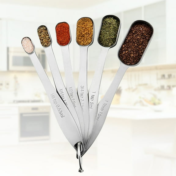 HEALEEP 6Pcs Measuring Spoons for Baking and Cooking with Stainless Steel Accuracy