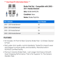 thumbnail image 2 of Brake Pad Set - Compatible with 2003 - 2011 Honda Element 2004 2005 2006 2007 2008 2009 2010, 2 of 2