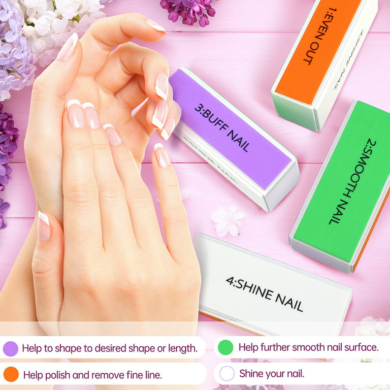 12 Pieces 7 Way Nail File and Buffer Block Professional Nail Buffering  Files 7 Steps Washable Emery Boards for Acrylic Nails