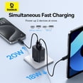 thumbnail image 4 of Cargador USB Baseus de 20 W compatible con tipo C PD, carga rápida, puerto USB dual, cargador de teléfono portátil para iPhone 15, 14, 13, 12, 11 Pro Max, 4 of 5