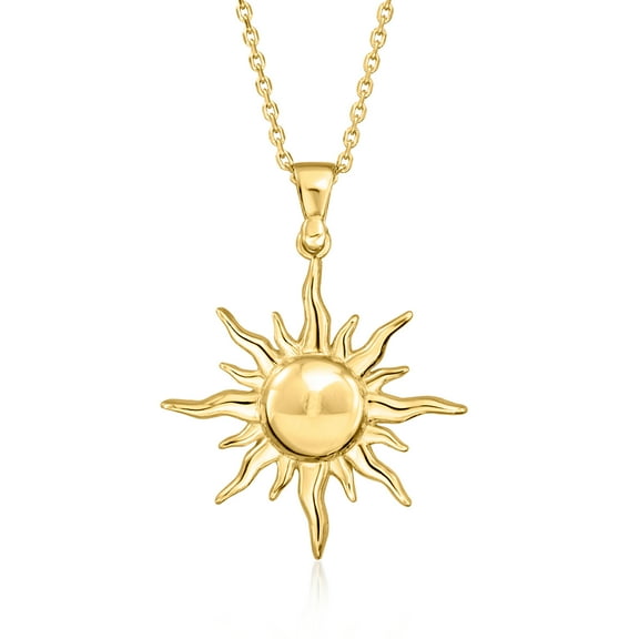 Ross-Simons Italian 18kt Gold Over Sterling Sun Pendant Necklace, Women's, Adult