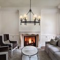 thumbnail image 6 of Vintage Black Chandelier 6-Light Classic Pendant Fixture Elegant Interior Lighting With White Shades For Dining Room Living Room, 6 of 8