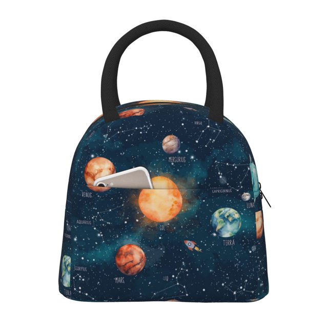 Balery Solar System And Planets Bolsa de Almuerzo para Mujeres, Caja de Almuerzo, Bolsa de Almuerzo Pequeña Impermeable, Tote de Almuerzo Reutilizable con Gran Capacidad