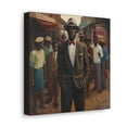 thumbnail image 2 of "City Serenade: A Man in Bow Tie" - Canvas Gallery Wrap, 2 of 2