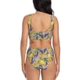 thumbnail image 3 of Kdxio Lavender Flowers Print Women's 2 Piece High Waisted Wrap Spaghetti Strap Summer Swimsuit Bikini Set-Large, 3 of 7