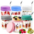 thumbnail image 1 of Ausein Recipientes de Avena de 350ML, 6 Pack Tarros de Vidrio con Tapa Herm&eacute;tica y Cuchara, Overnight Oats Jar Reutilizables para Yogurt, Caf&eacute;, T&eacute;, Az&uacute;car,, 1 of 7