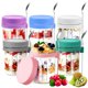 thumbnail image 1 of Ausein Recipientes de Avena de 350ML, 6 Pack Tarros de Vidrio con Tapa Herm&eacute;tica y Cuchara, Overnight Oats Jar Reutilizables para Yogurt, Caf&eacute;, T&eacute;, Az&uacute;car,, 1 of 7