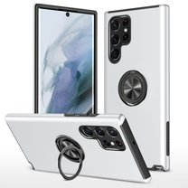 Dteck Case for Samsung Galaxy S22 Ultra Shockproof Magnetic Ring Holder Stand Slim Hard PC Phone Back Cover S22ultra,Silver