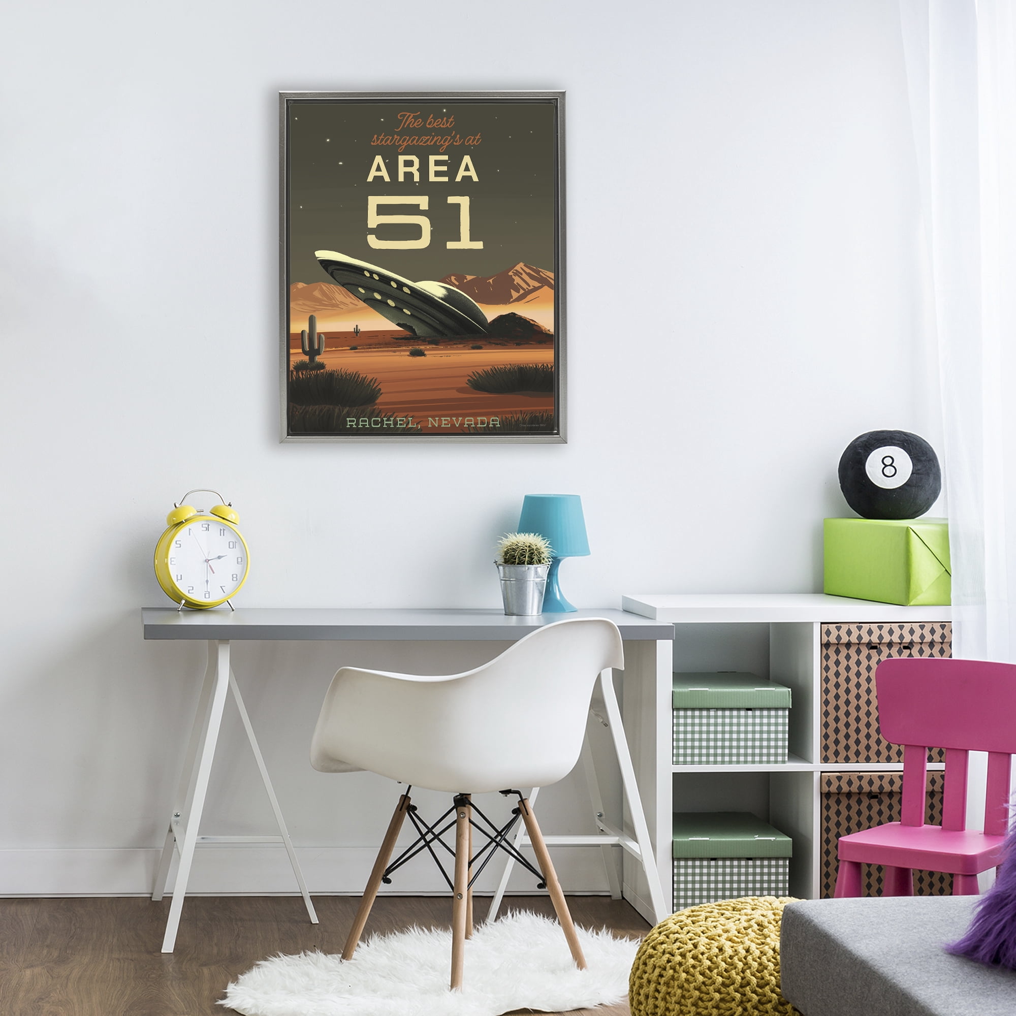 Stupell Industries Stargazing Area 51 Gray Framed Floater Canvas Wall Art, design by Omar Escalante