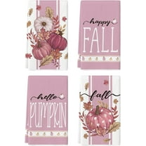 luyaa Stripes Polka Dot Pumpkin Fall Kitchen Towels Dish Towels, 18x26 Inch Farmhouse Maple Leaves Autumn Decoration Hand Towels Set of 4