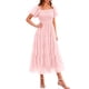 thumbnail image 1 of Vestido MIDI con fruncidos y tul color rosa claro para mujer PRETTYGARDEN talla XL, 1 of 7