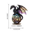thumbnail image 3 of Gothic Stained Glass Dragon Statue, Colorful Figurine with Display Base, Ornamental Sculpture for Living Room Bedroom Office Bookshelf, Unique Home Gothic Decor, 3 of 6
