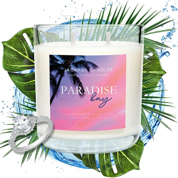 Jackpot Candles Paradise Candle with Ring Inside (Surprise Jewelry $15 to $5,000) Ring Size 8