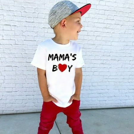 

DENGDENG Baby Boy Graphic Short Sleeve T-Shirt Toddler Crewneck Mother s Day Letter Tops 1-6Y