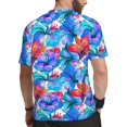 thumbnail image 2 of Wukai Bright Flowers Print Men's Short-Sleeved Mesh T-Shirt,Quick-Dry Short Sleeve Workout T-Shirt-, 2 of 8