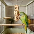 thumbnail image 6 of Wooden Bird Chew Toy, Hanging Parrot Foraging Blocks with Bell and Metal Hook, Cage Enrichment Toy for Small to Medium Parakeets Cockatiels Conures Caique, 6 of 7