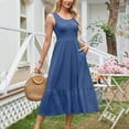 thumbnail image 3 of ZZwxWA Maxi Sundresses for Women 2025 Beach Dress with Pockets Flowy Swing Summer Maternity Long Dresses Casual Sundress, 3 of 4