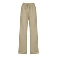 thumbnail image 4 of Womens Casual Cotton Linen Pants Lightweight Summer Relax Fit Elastic Waist Plus Size Solid Lounge Long Trousers, 2025 Under 10 Dollar Limited Time, 4 of 4