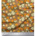 thumbnail image 1 of Soimoi Rayon Fabric Leaves & Flower Floral Printed Fabric 1 Yard 56 Inch Wide, 1 of 3