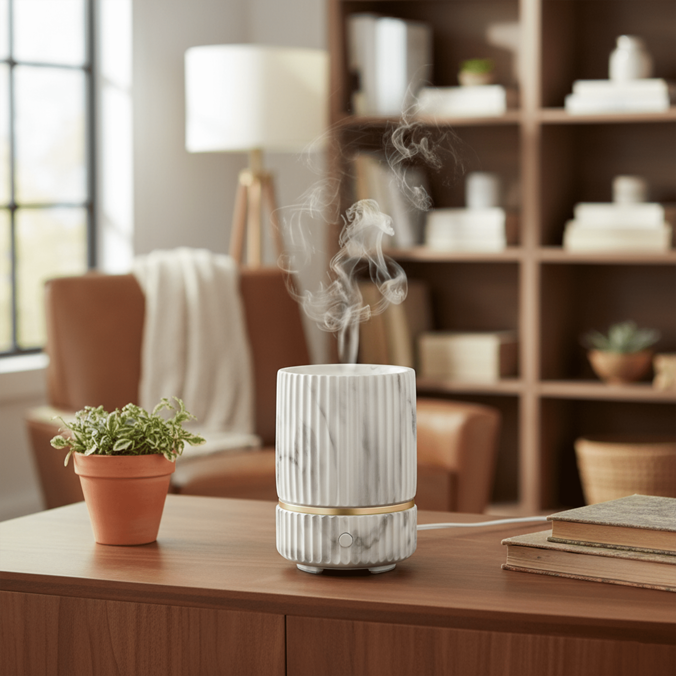 Better Homes & Gardens Aromatherapy Essential Oil and Scent Diffuser, Cool Mist, Marble, 150 mL