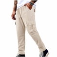 thumbnail image 3 of YABCSAZ Mens Corduroy Cargo Pants Straight Leg Multi Pocket Joggers Elastic Waist Drawstring Casual Work Trousers Loose Fit Cotton Blend Outdoor Streetwear Pants with Pockets, 3 of 10