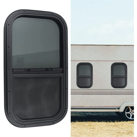 

Oukaning Black RV Window 14 W X 22 H with Mounting Ring for RV Camper Cargo Vertical Trailer