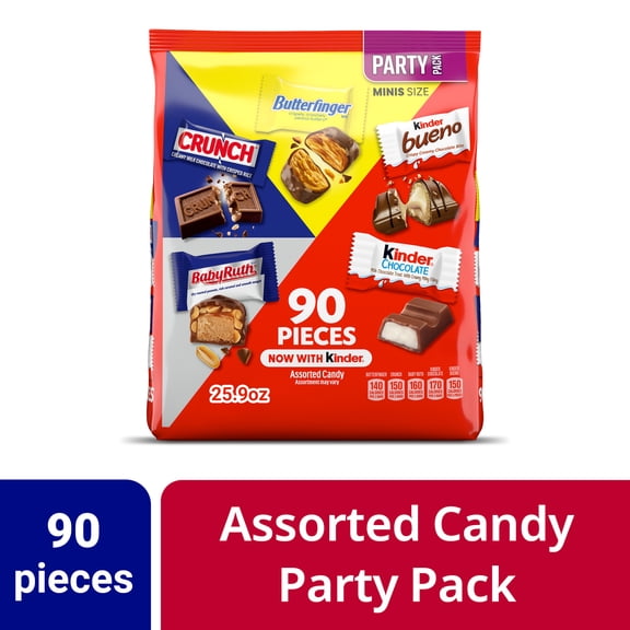 Butterfinger, Kinder Bueno, CRUNCH, and Kinder Chocolate, Assorted Candy Variety Pack, Mini Candy Bars, 25.9 oz