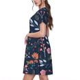 thumbnail image 2 of Balery Colorful Flowers Vestidos sueltos de manga corta para mujer, vestidos de verano 2025, vestidos casuales de corte A con vuelo., 2 of 6