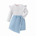 thumbnail image 2 of Godderr Kids Toddler Girls 2Pcs T-Shirt Dress Set，Fall Winter Pullover T-Shirt Tops Skirt Pants Set Infant Baby Mini Skirt Outfit Ruffle Turtleneck Solid Knit Tops with Hat for 6M-5Y, 2 of 7