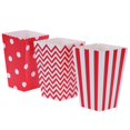 thumbnail image 1 of 48pcs Popcorn Carton Rugby Stripe Wave Dot Pattern Decorative Dinnerware for Birthday Parties / Baby Showers / Graduations (Red), 1 of 8