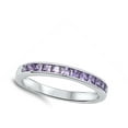 thumbnail image 4 of CHOOSE YOUR COLOR Women's Stackable Simulated Amethyst Ring .925 Sterling Silver Band Purple CZ Female Size 7, 4 of 4