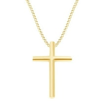 14k Solid Yellow Gold Beautiful Cross Pendant Necklace