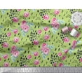 thumbnail image 2 of Soimoi Green Cotton Poplin Fabric Brush Stroke & Ranunculus Floral Printed Fabric 1 Yard 42 Inch Wide, 2 of 3