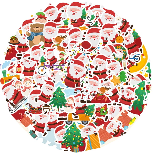 50 pegatinas navideñas de Papá Noel con copos de nieve para niños, Feliz Navidad St