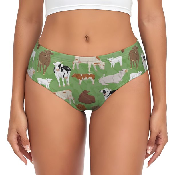 Fotbe Cows And Calves Calzones Estampados para Mujer – Ropa Interior de Algodón, Cómoda, Suave y Elástica-3X-Large