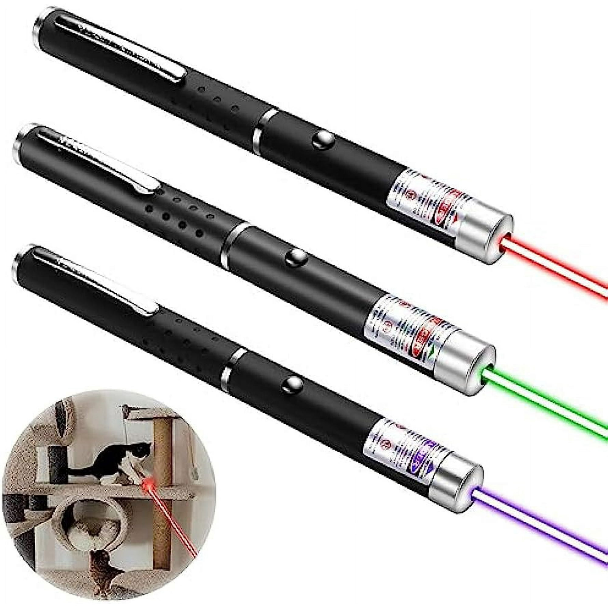 BESTSKY 3 Pack Pet Cat Laser Pointer Toys, Red Green Purple Interactive Chase Pen for Indoor Cats and Dogs, Exercise Training