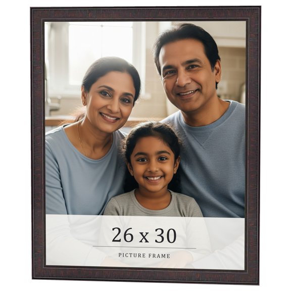 26x30 Rustic Brown Real Wood Picture Frame Width 0.75 inches | Interior Frame Depth 0.5 inches |