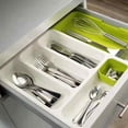 thumbnail image 2 of Organizador de cajones flexible para cubiertos, bandeja expandible para utensilios para soluciones de almacenamiento personalizadas, ergonómico y duradero, blanco/verde (39,1 x 30,5 x 12,4), 2 of 5
