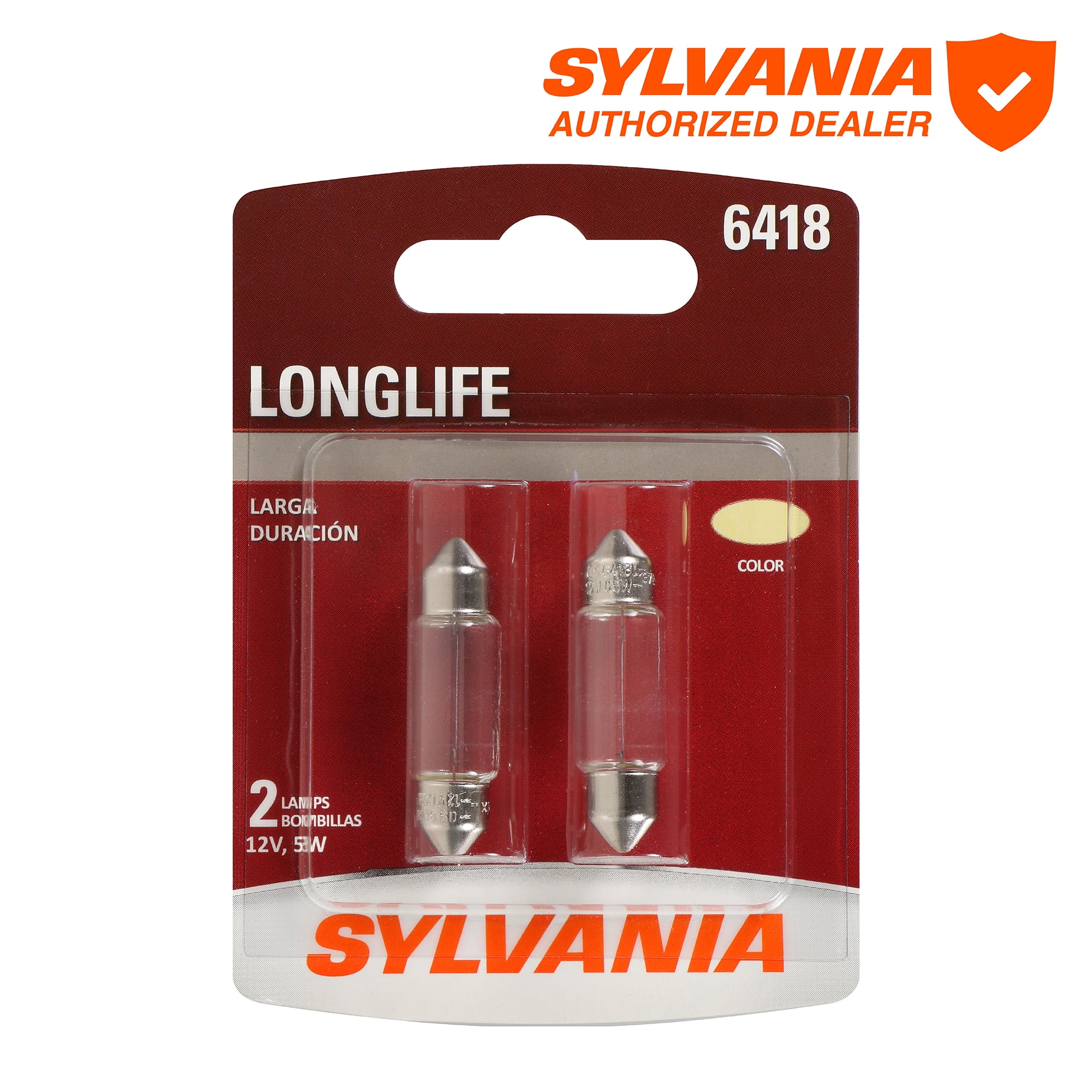 (2 pack) Sylvania 6418 Long Life Mini Bulb, 2 Pack, Compatible with Multiple Cars