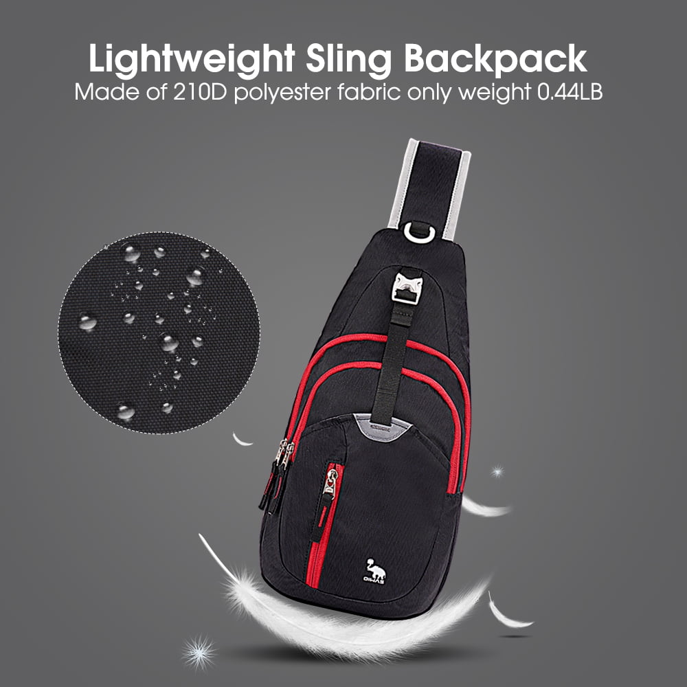 OIWAS Sling Bag Crossbody Chest Pack for Men Women, Lightweight Travel Daypack, Black