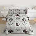 thumbnail image 2 of Feelyou Bohemian Aztec Queen Comforter Set, Rustic Sheep Skeleton Bedding Sets, Hippie Tribal Triangle Reversible Bedding Comforter Set, Lightweight Room Decor, 3pcs, 2 of 8