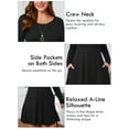 thumbnail image 6 of SHOWMALL Women's Plus Size Long Sleeve Swing Dress with Pockets, Black 3X Crew Neck A-Line, Soft Stretch, Knee Length Midi Dress for Spring/Fall/Winter, 6 of 10