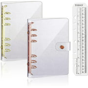 UgyDuky 2 Pieces A5 PVC 6-Ring Binder Cover with 2 Soft Rulers, Rose Gold Soft Notebook Binder Planner Cover,