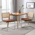 thumbnail image 2 of Rattan Dining Chairs Set of 2, Mid Century Modern Armless Chairs Rattan Mesh Back Upholstered Metal Legs Chair for Kitchen, Dining Room, 2 of 9